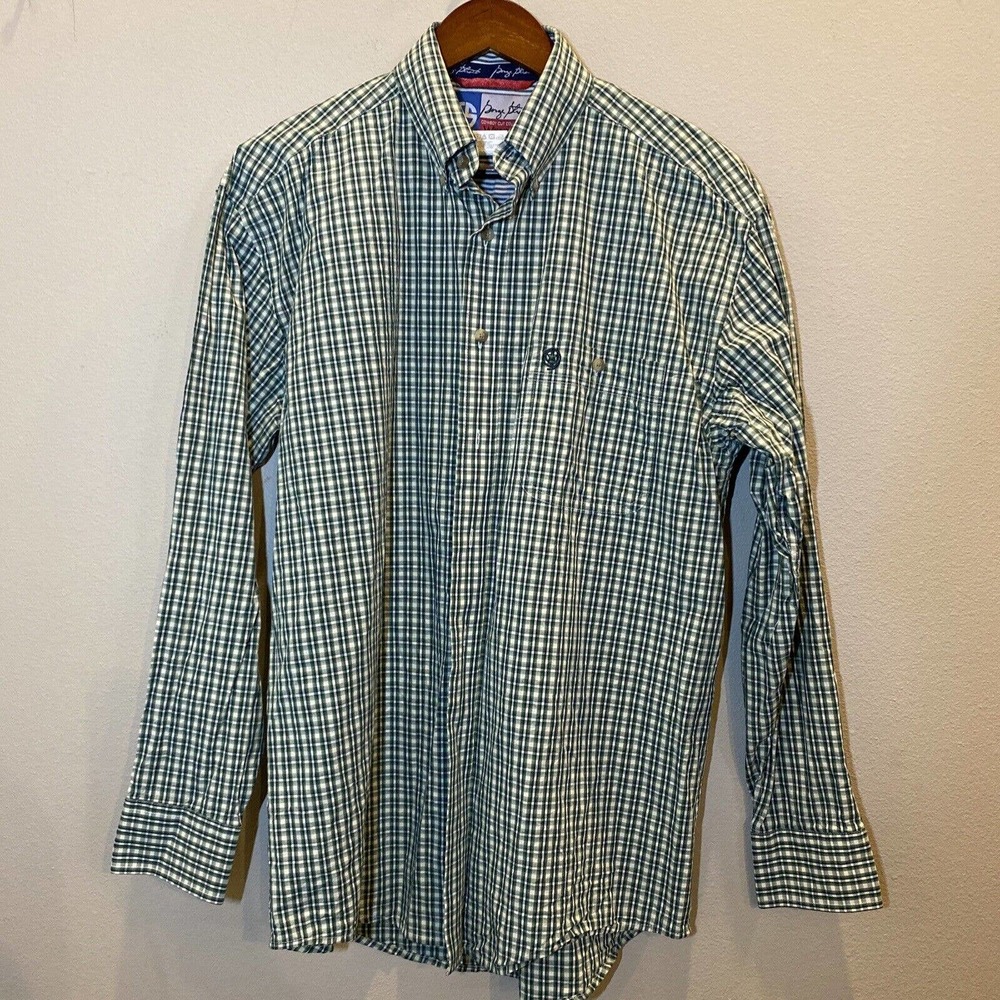 Wrangler Mens George Straight Cowboy Cut Button Down Long Sleeve Size M Green